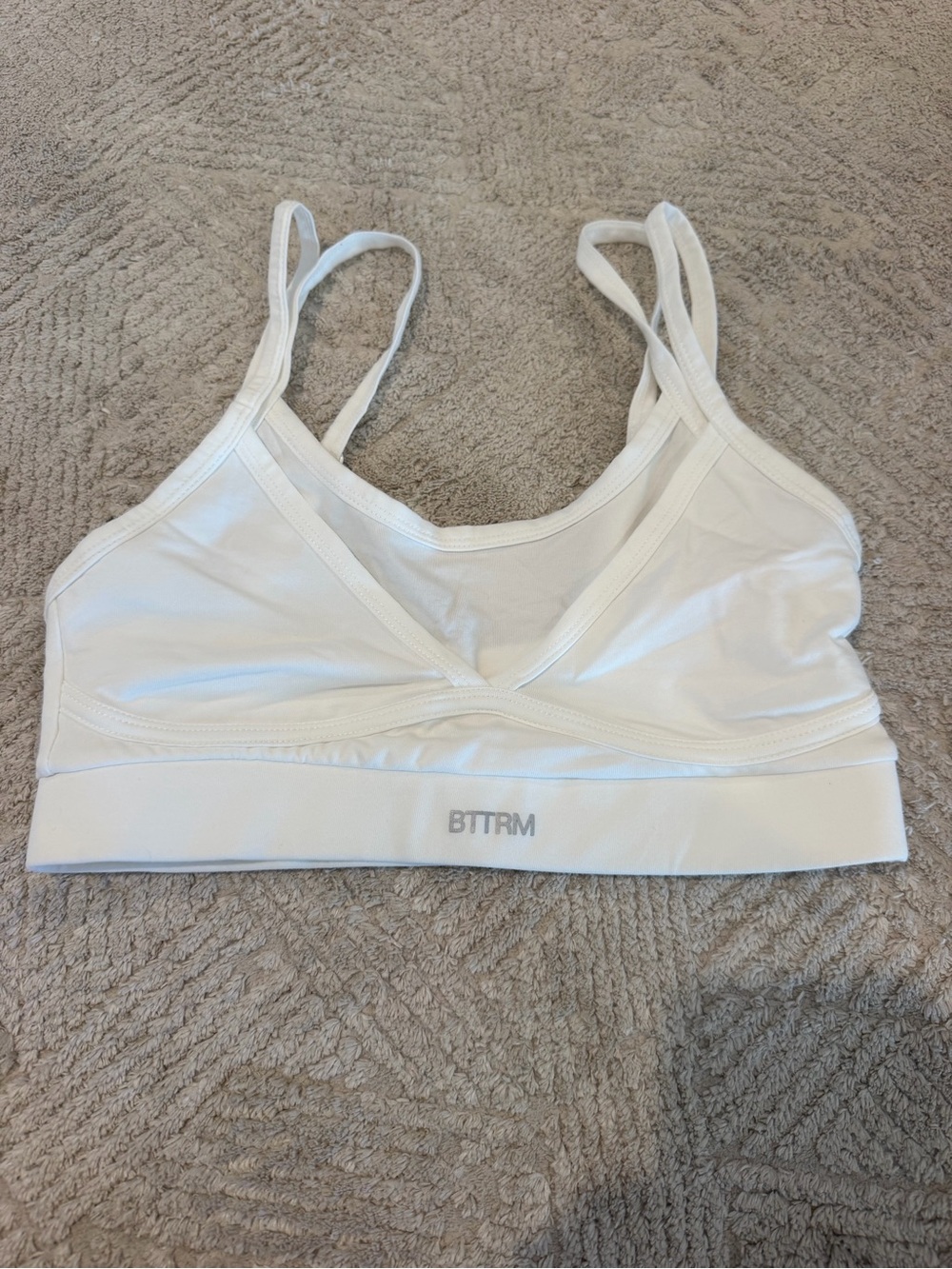 BTTRM White Strappy Sports Bra XS Adjustable Strap Activewear